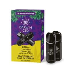 Darwin CBD (The Big One) Replacement Pod - 2 x 450mg - Blackcurrant Blue Raspberry 900mg