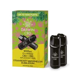 Darwin CBD (The Big One) Replacement Pod - 2 x 450mg - Strawberry Watermelon Bubblegum 900mg