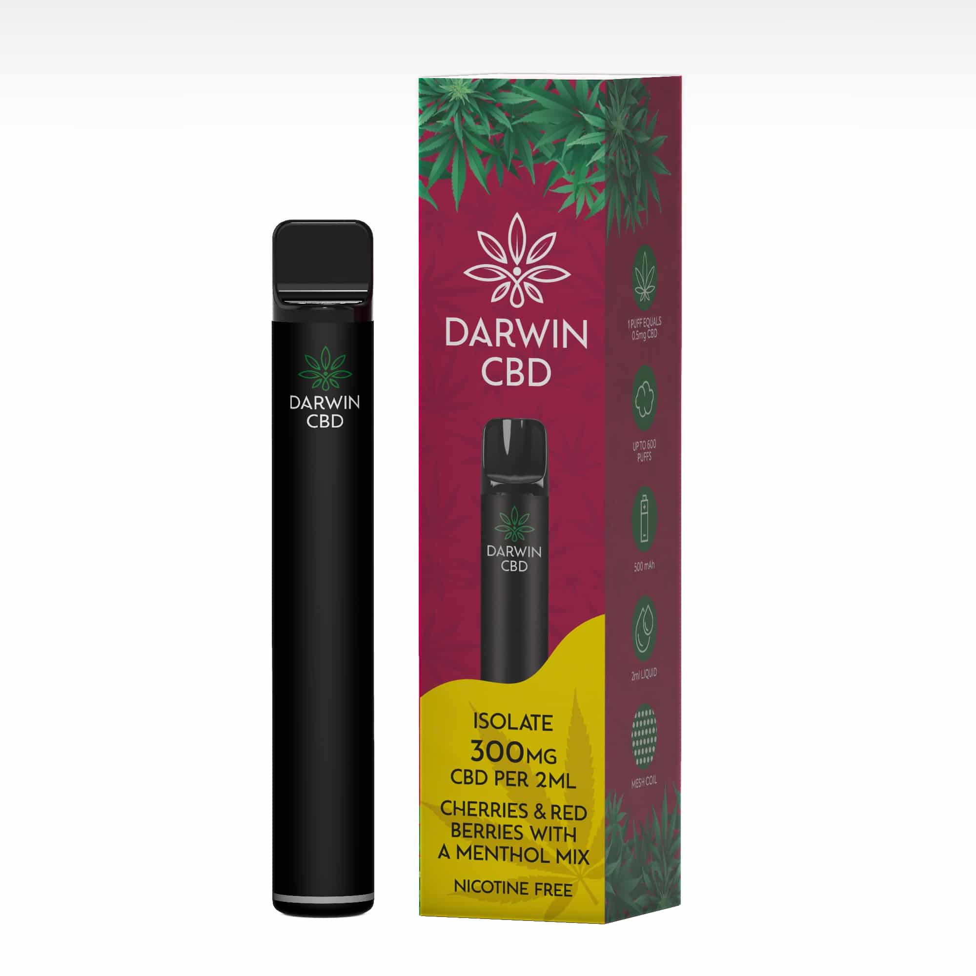 Darwin CBD - Pod Kit 600 Puffs - Cherries, Red berries & menthol mix 300mg - Image 4