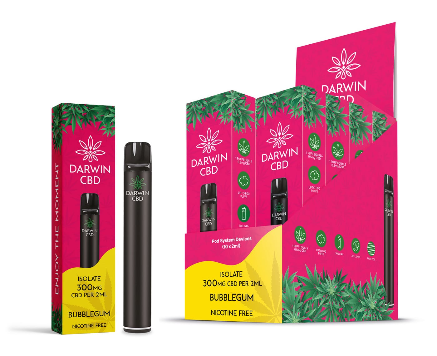 Darwin CBD - Pod Kit 600 Puffs - Bubblegum 300mg - Image 2