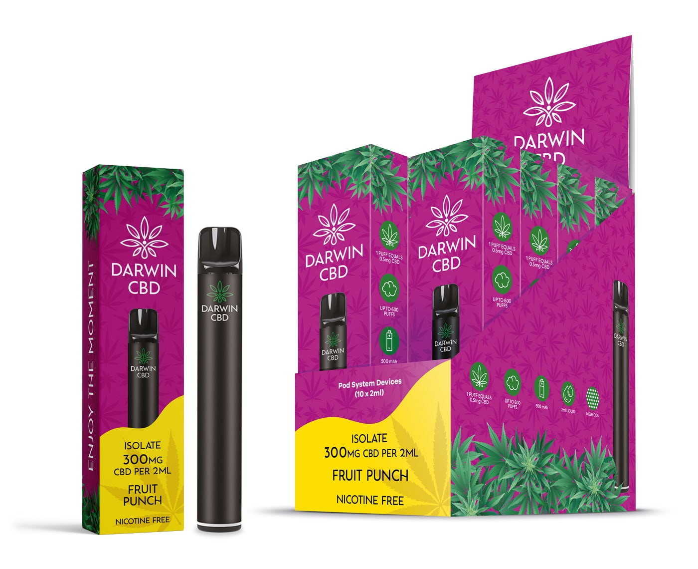 Darwin CBD - Pod Kit 600 Puffs - Fruit Punch 300mg - Image 2