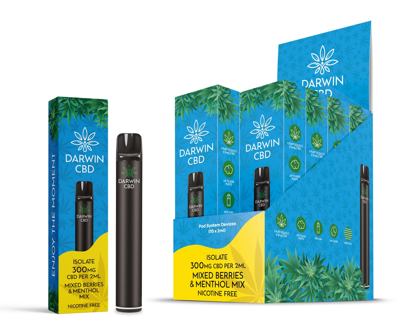 Darwin CBD - Pod Kit 600 Puffs - Mixed Berries & Menthol Mix 300mg - Image 2