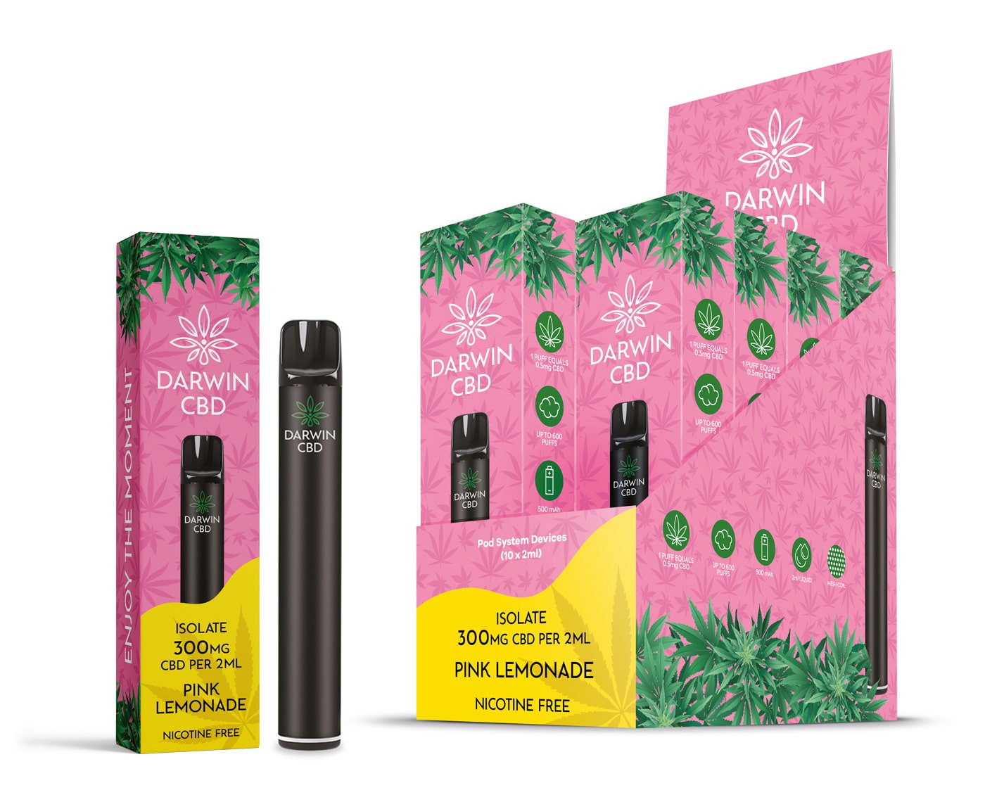Darwin CBD - Pod Kit 600 Puffs - Pink Lemonade 300mg - Image 2