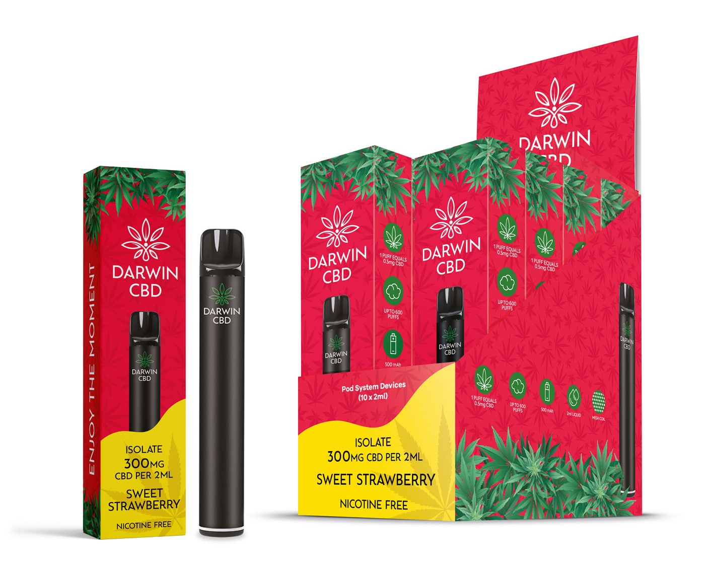 Darwin CBD - Pod Kit 600 Puffs - Sweet Strawberry 300mg - Image 2