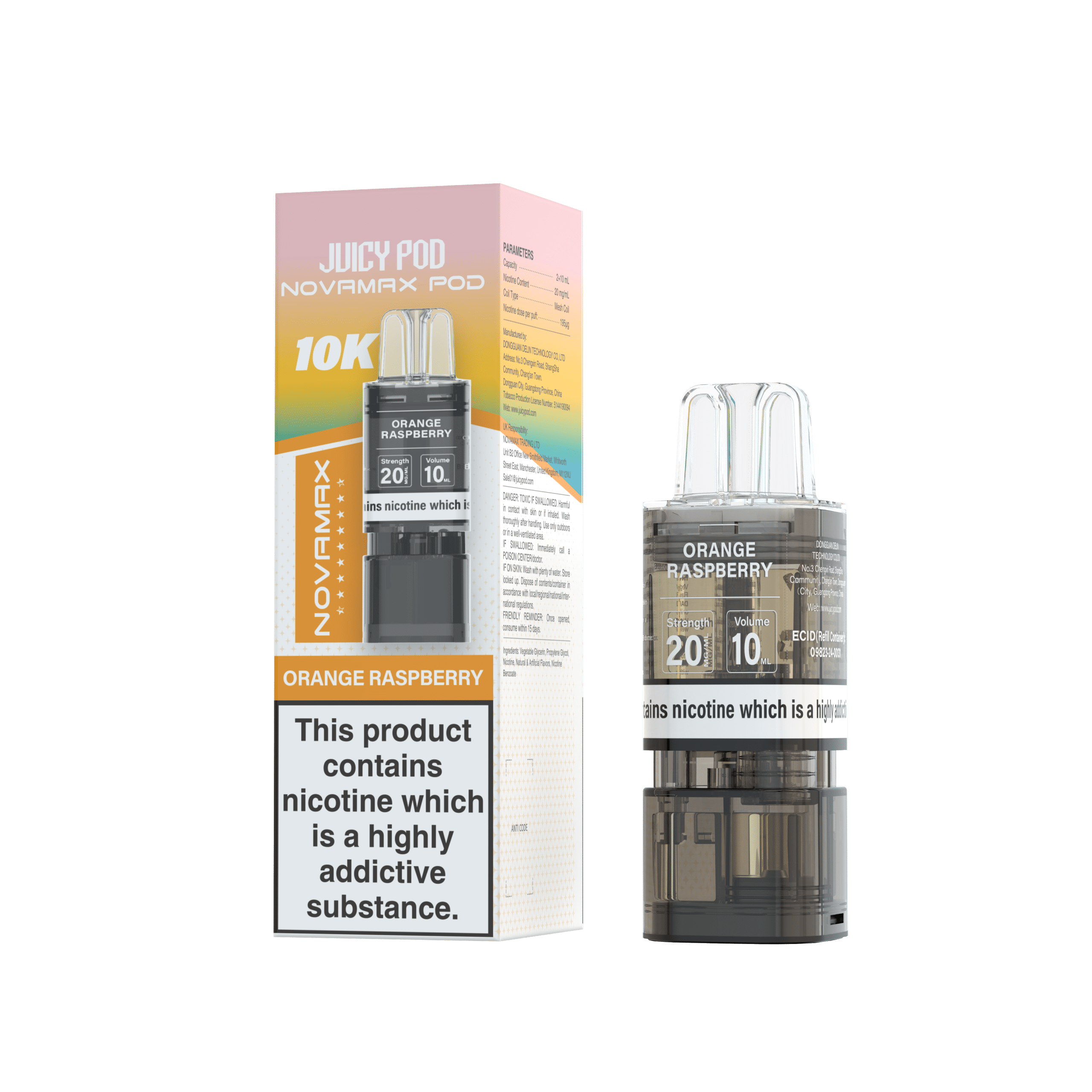 JUICY POD NOVAMAX 10K - Replacement Pods - Orange Raspberry