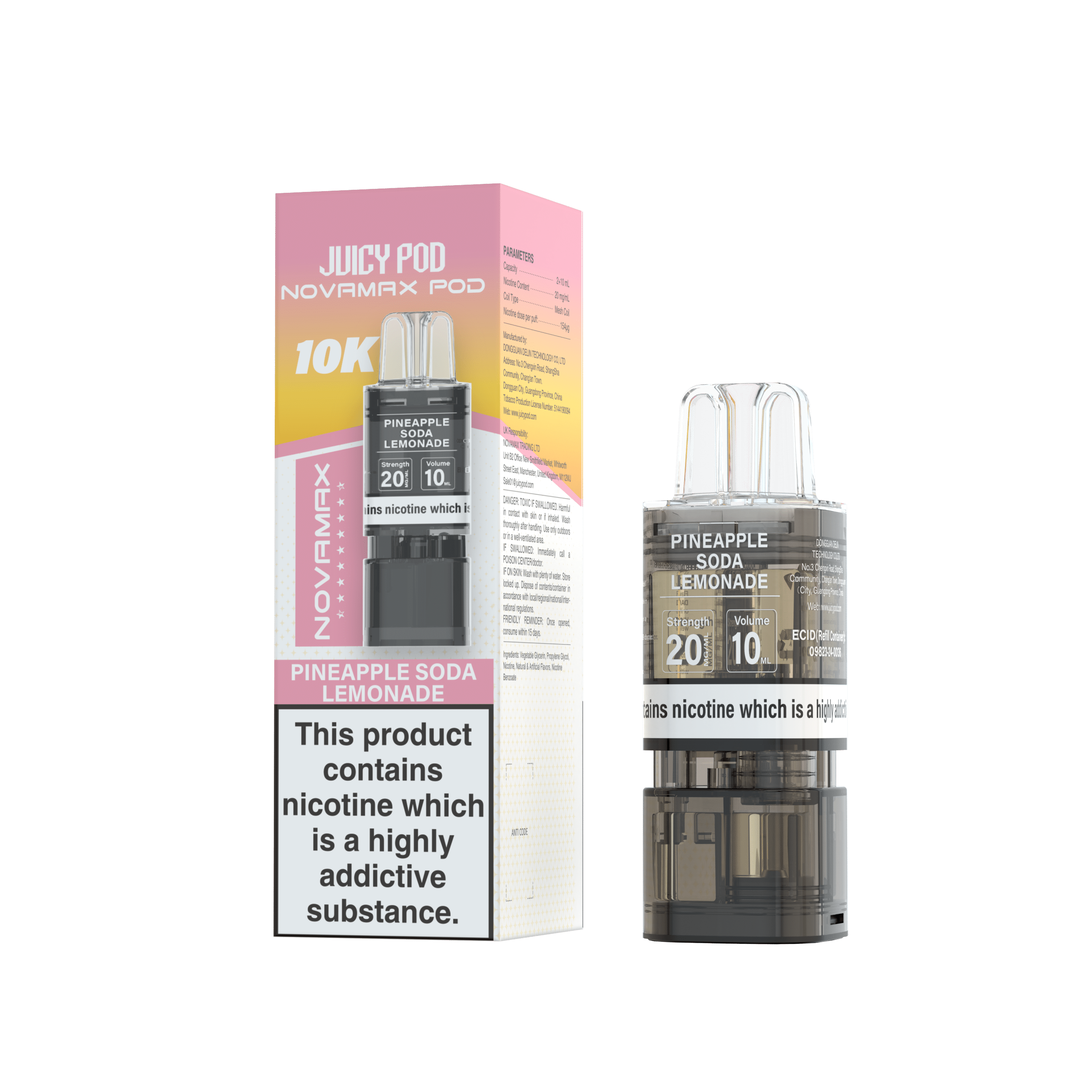 JUICY POD NOVAMAX 10K - Replacement Pods - Pineapple Soda Lemonade